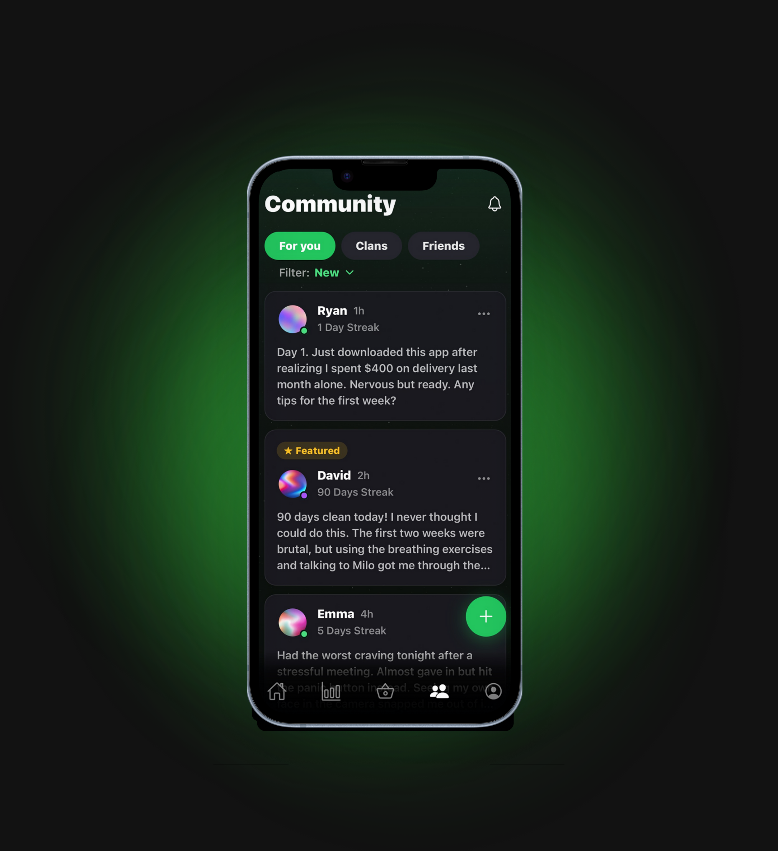 Community feature in the URGR app