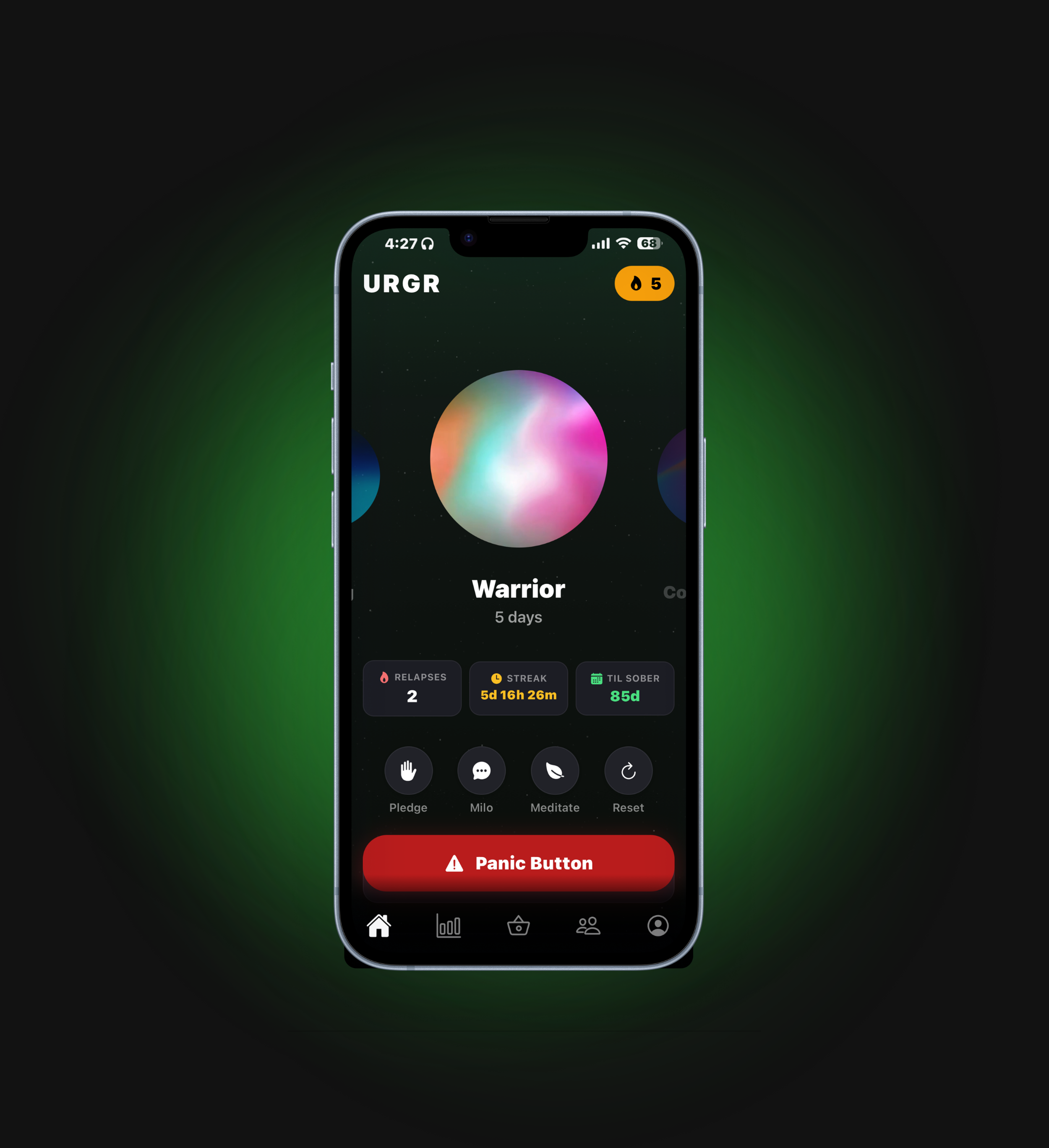 Home Page feature in the URGR app
